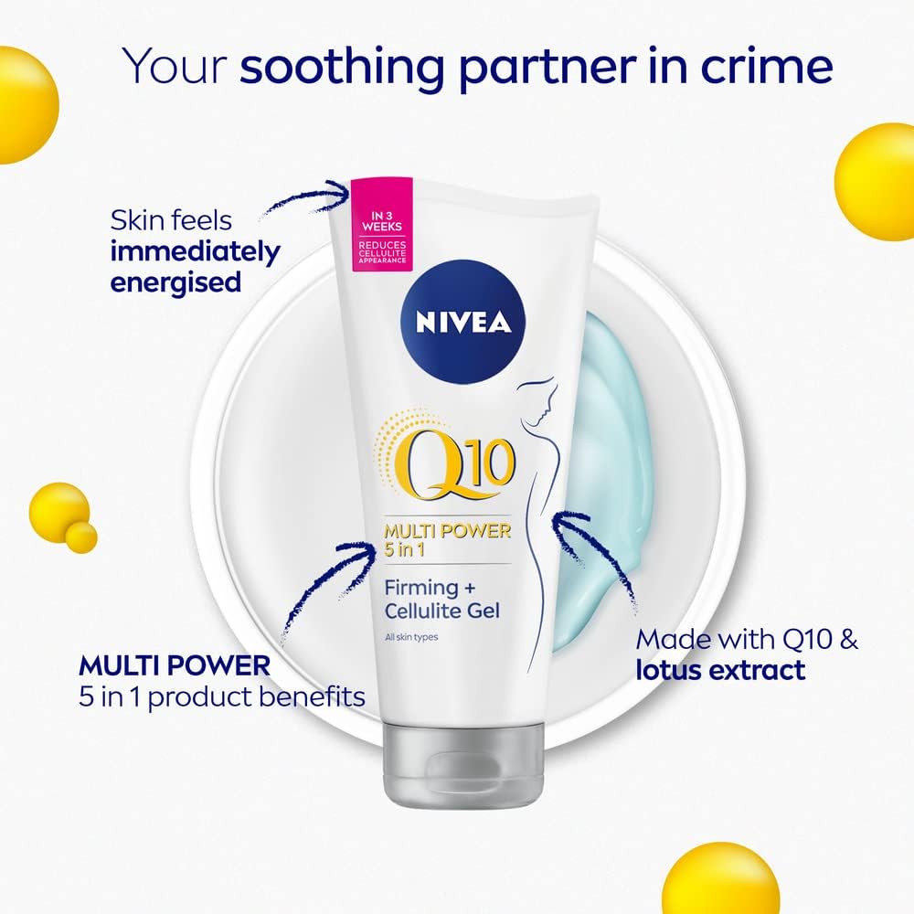 NIVEA Q10 Firming + Good-bye Cellulite Gel Cream, 200ml, Anti Cellulite Cream with Lotus Extract and Co-Enzyme Q10, Noticeable Results in 3 Weeks