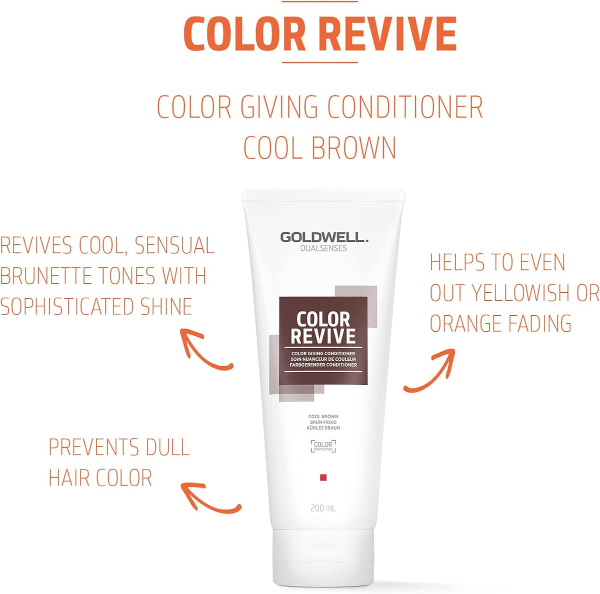 Goldwell Dualsenses Color Revive Conditioner, Cool Brown, Refreshes Color, 200ml