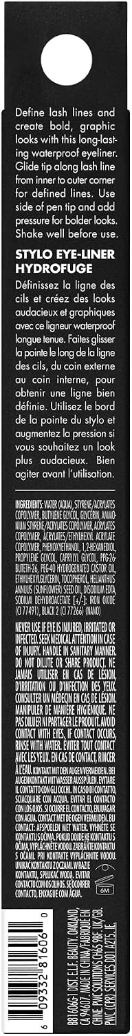 e.l.f. H2O Proof Eyeliner Pen, Felt Tip, Waterproof, Long-Lasting, High-Pigment Liner for Bold Looks, Vegan & Cruelty-Free, Deep Brown