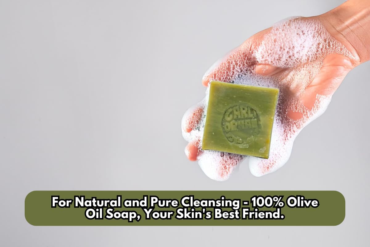 Pure Olive Oil Soap 6 Pcs 100% Natural Turkish Bar, Handmade, Cruelty-Free, Vegan, Moisturizing, Gentle on Skin and Hair, Suitable for Sensitive Skin, Eco-Friendly