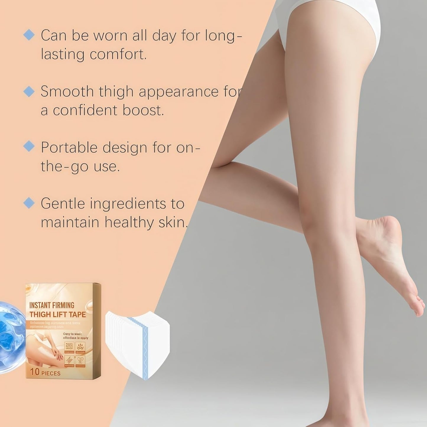 10pcs Waterproof Invisible Smooth Appearance of Loose Skin Patches,Skin Smooth Appearance of Loose S-kin Patches for Legs & Body,Body S-kin Adhesive Pat-ches Tape,Transparent & Comfortable,Easy to Use