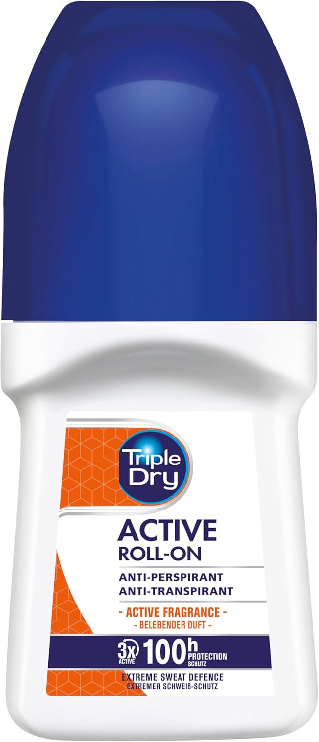 Triple Dry Men | Active Fragrance Anti-Perspirant Roll On 50ml | 100-Hour Protection Against Excessive Sweating | Fights Odour | Triple Active Formula | Clinically Proven | Male