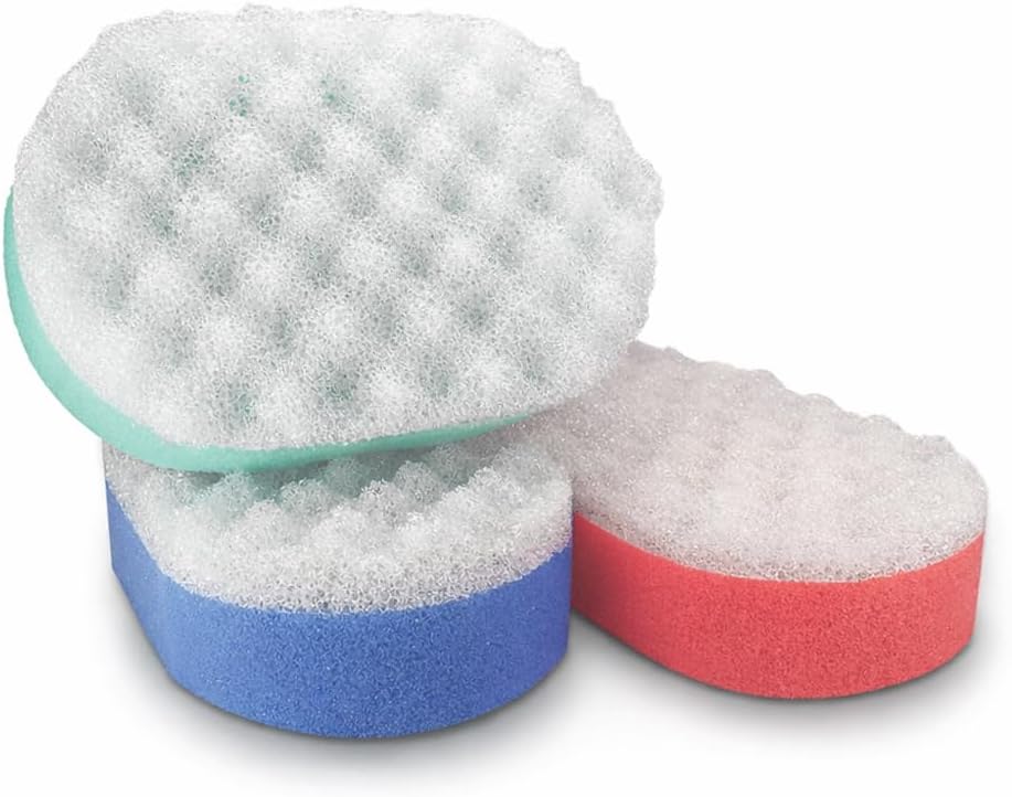 Bath Massage Sponge for Adults - Exfoliating Body Shower Scrubber - Doubled Sided exfloating Massage Sponge- Family Pack of 3