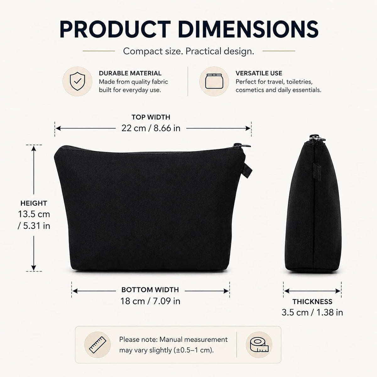 FAVORTALK Makeup Bag Travel Toiletry Organiser Women Men Make Up Storage Black Large Toiletry Bag with Waterproof Cosmetic Bag for Travel Vanity Shower Bathroom Gym Yoga -B0883