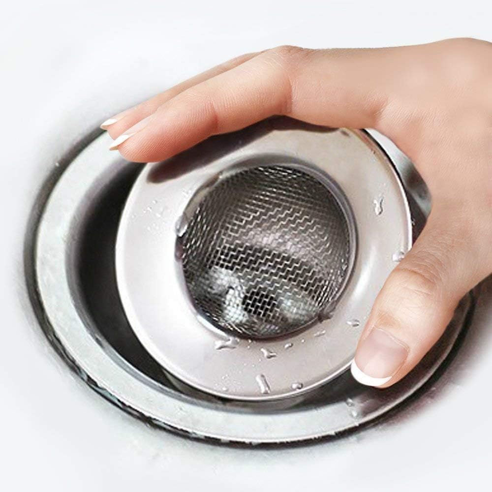 TRIXES Sink Strainer for Shower, Bath & Kitchen - 3" Outer Diameter | Mesh Sink Drain Filter - 7.6cm, Stainless Steel