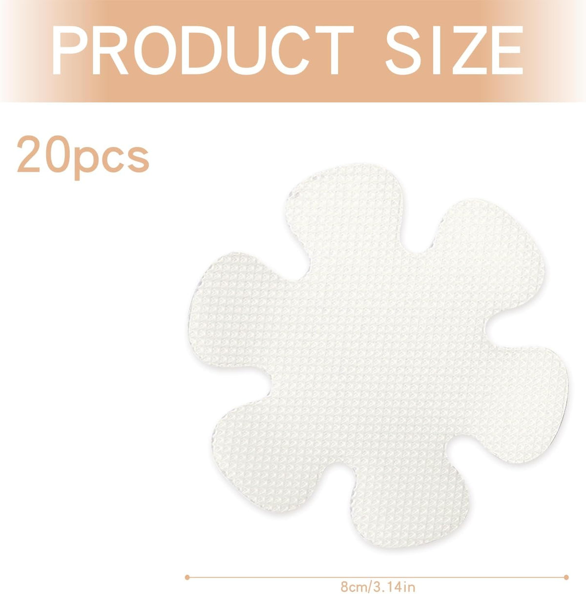 Luckious 20PCS Non-Slip Flower Shape Shower Stickers - Flower Shape Anti-Slip Grip Stickers for Bathtub, Kitchen Flooring, Safety Tape for Bath Shower (8CM)