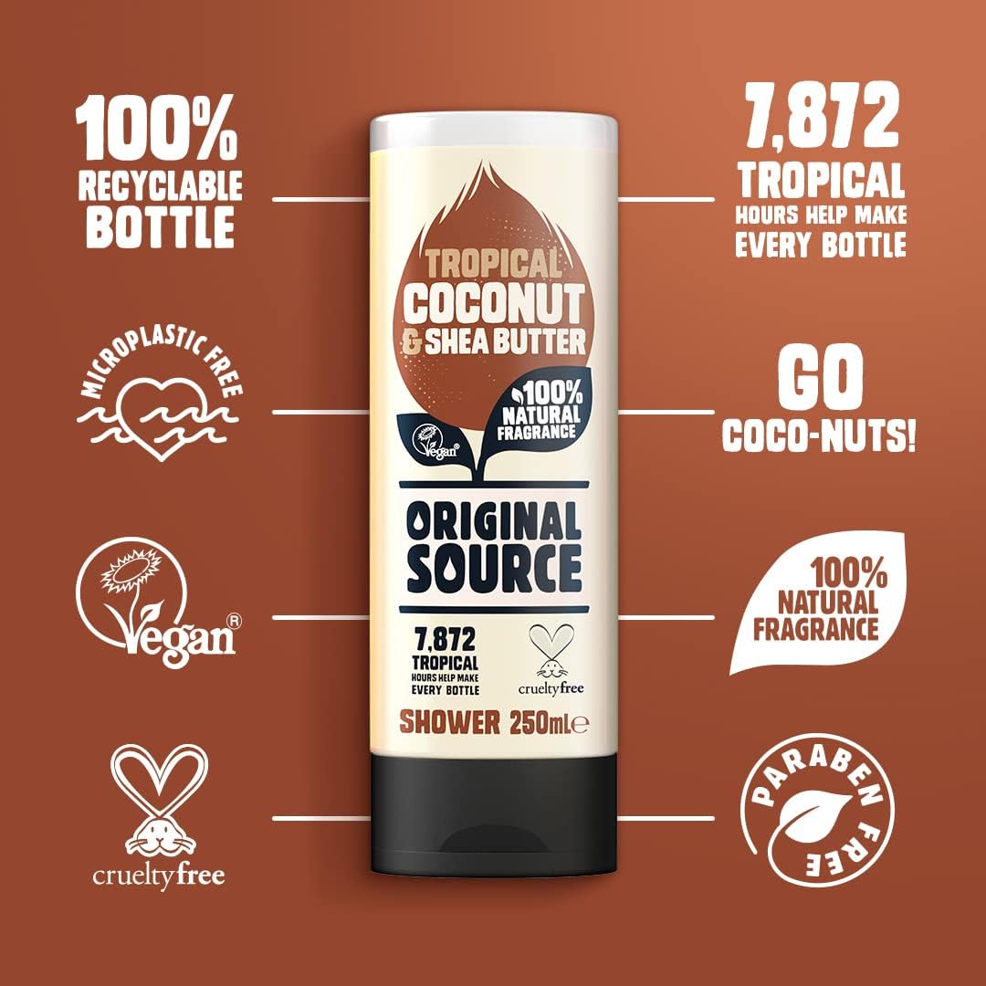 Original Source Coconut & Shea Butter Shower Gel, 6x250ml