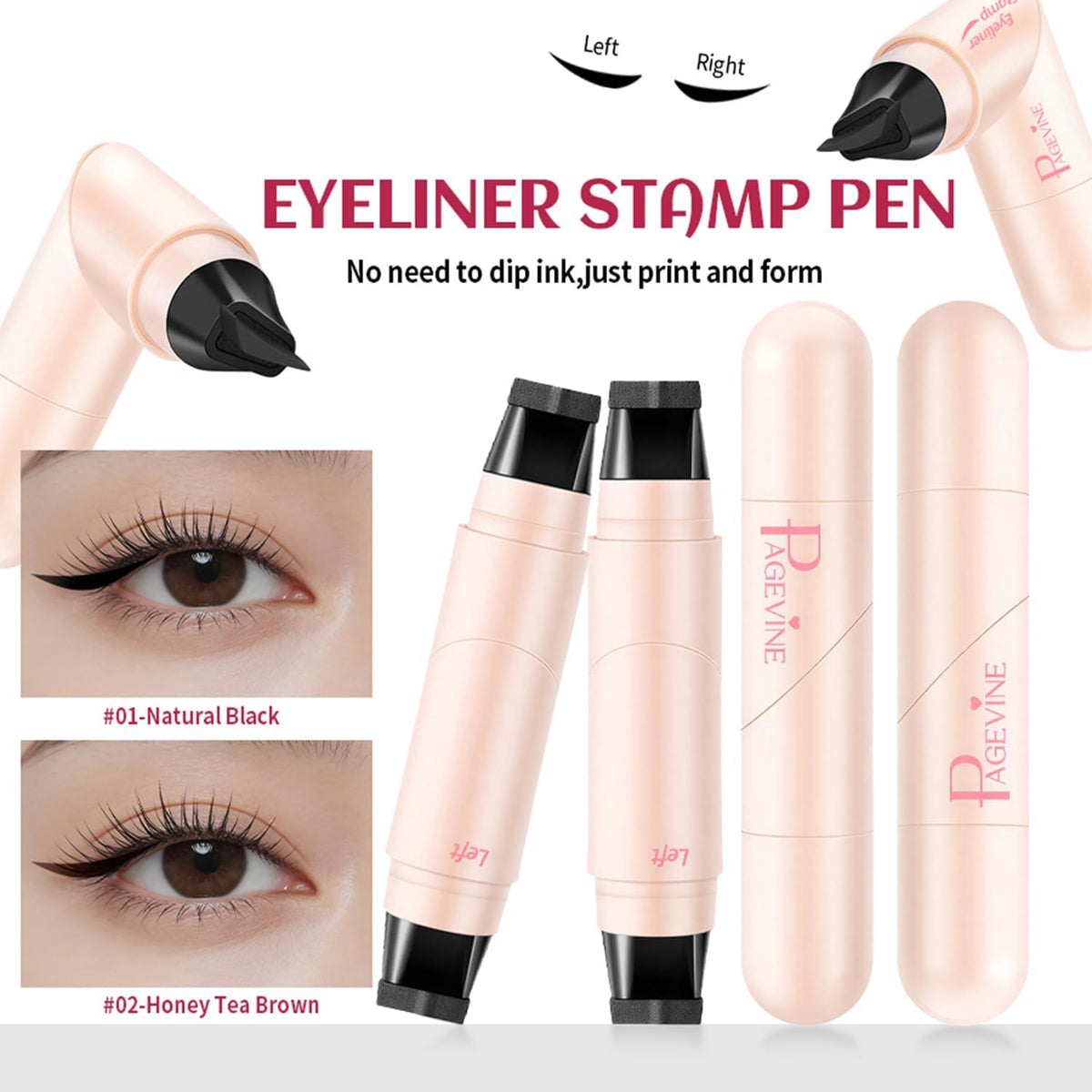 Dual Head Winged Eyeliner Stamp Pen with Left Right Wing Stamp | Black Liquid Eyeliner Smudge Proof Waterproof Long Lasting Quick Dry Eye Liner, Easy Cat Eye Makeup for Beginners