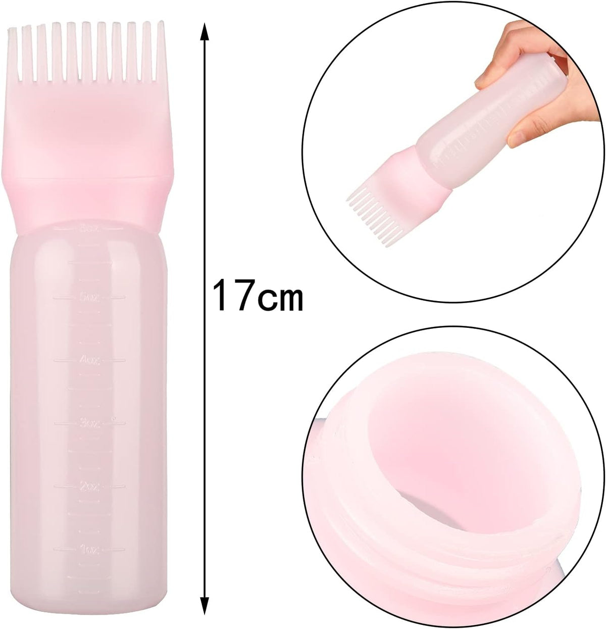 AOVNA 2 Pack Hair Dye Brush Bottle Pink and White Hair Dyeing Bottle Applicator Brush Squeeze Hair Color Oiling Bottles Root Comb Applicator Bottle