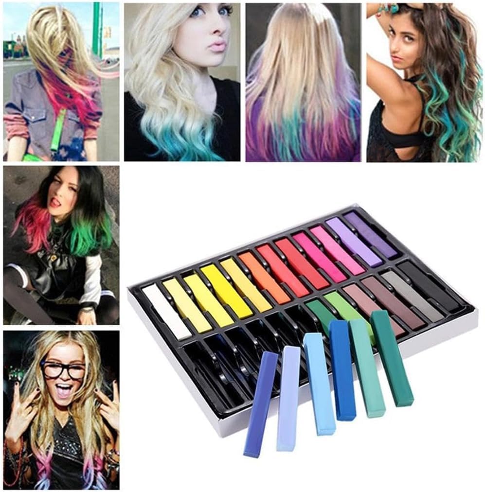 Hair Chalk, 24-Color Set Non-Toxic Temporary Hair Dye Pastels for Women, Girls, Kids, Teens, and Adults - Easy to Apply, Washable, Vibrant, and Safe Hair Coloring Solution H&Q