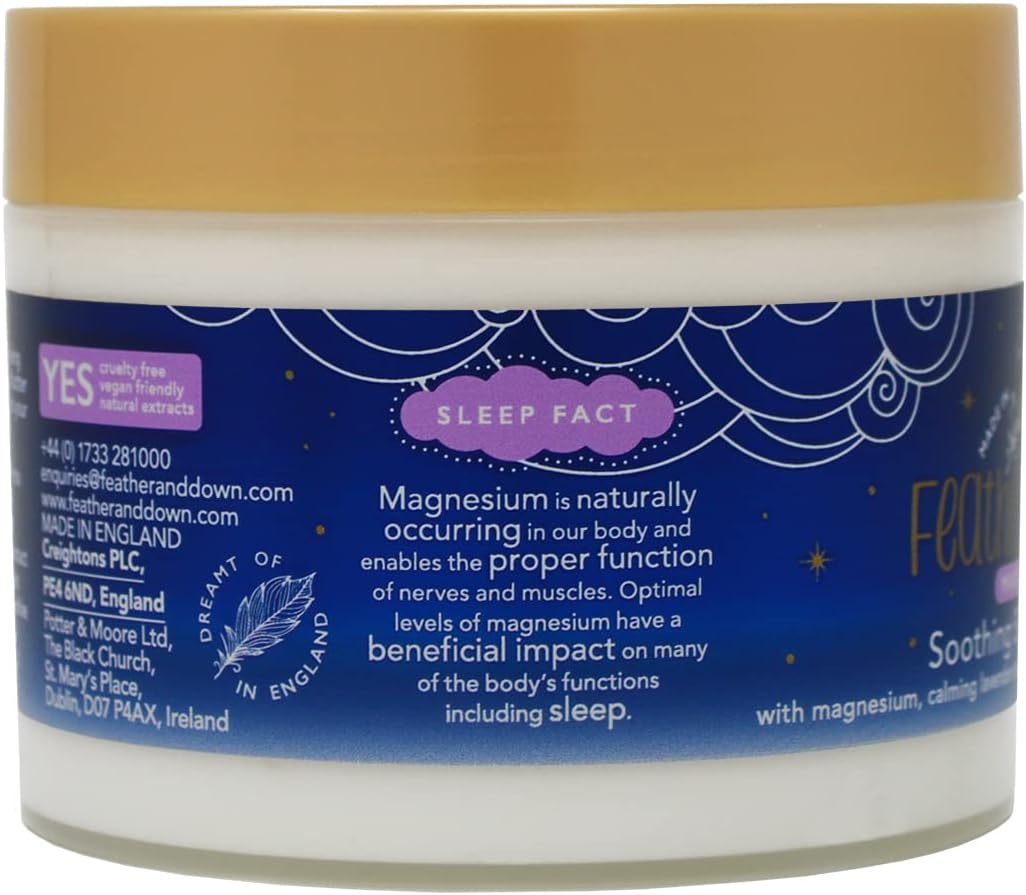 Feather & Down Magnesium Butter for Sleep - Lavender & Chamomile Soothing Body Butter (300ml) to support relaxation in your self care routine.