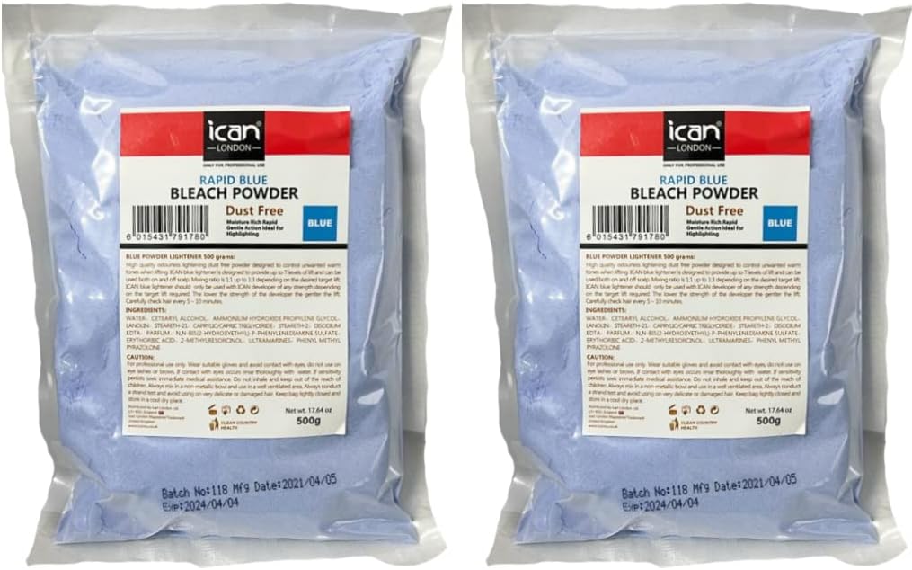 ICAN RAPID BLUE DUST FREE HAIR BLEACHING POWDER STRONG FROMULA 1KG (2 X 500G)