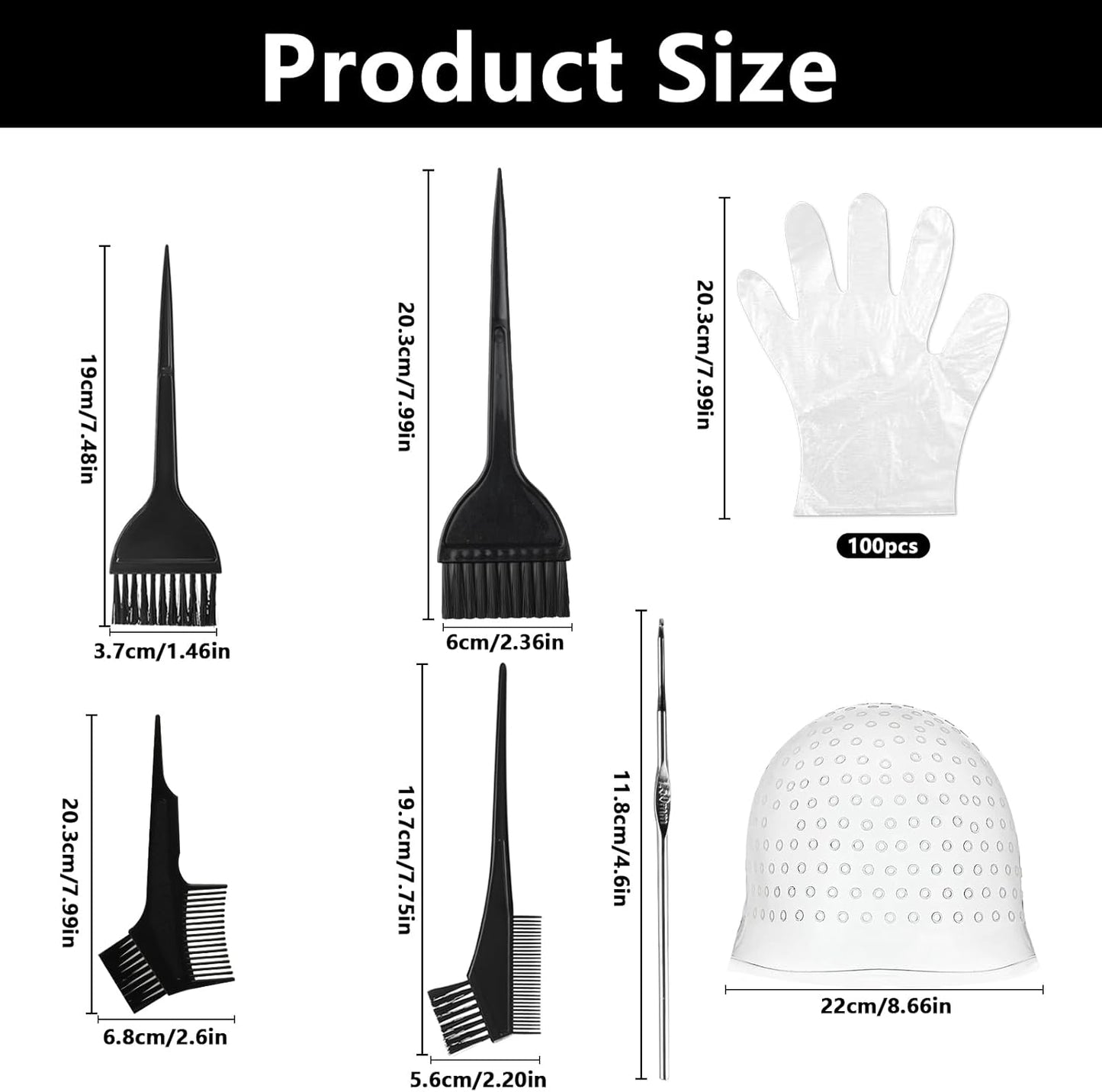 1 Pcs Silicone Pre-Punched Hair Highlighting Cap for Colouring and | Streaking, with 5 Coloring Brushes and 1 Needle, for Salon