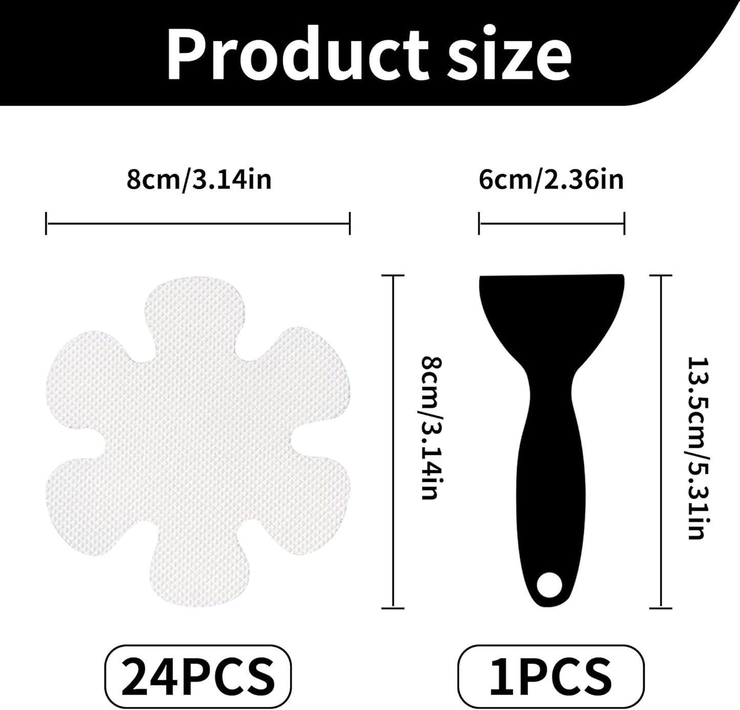 MEKEET 25PCS Anti Slip Bath Stickers White Shower Non Slip Stickers for Flower Shape Transparent Non-Slip Bathtub Stickers Anti Skid Tape Safety Mat with Scraper Suitable for Floor Stairs Bath
