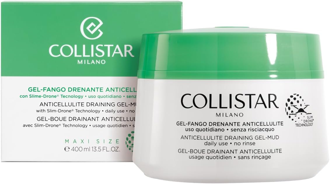Collistar Gel-mud Draining Anti-cellulite, Unpublished gel-fango texture, has a targeted anti-cellulite, slimming and draining, Contains escin and white mud, Without rinsing, 400 ml