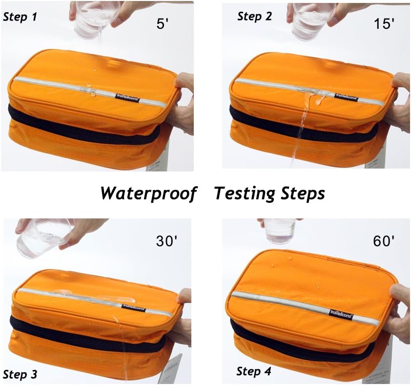 jiemei Hanging Toiletry Bag Waterproof, Travel Wash Bag for Men & Women with 4 Compartments, Foldable Compact Size, Super Durable Fabric