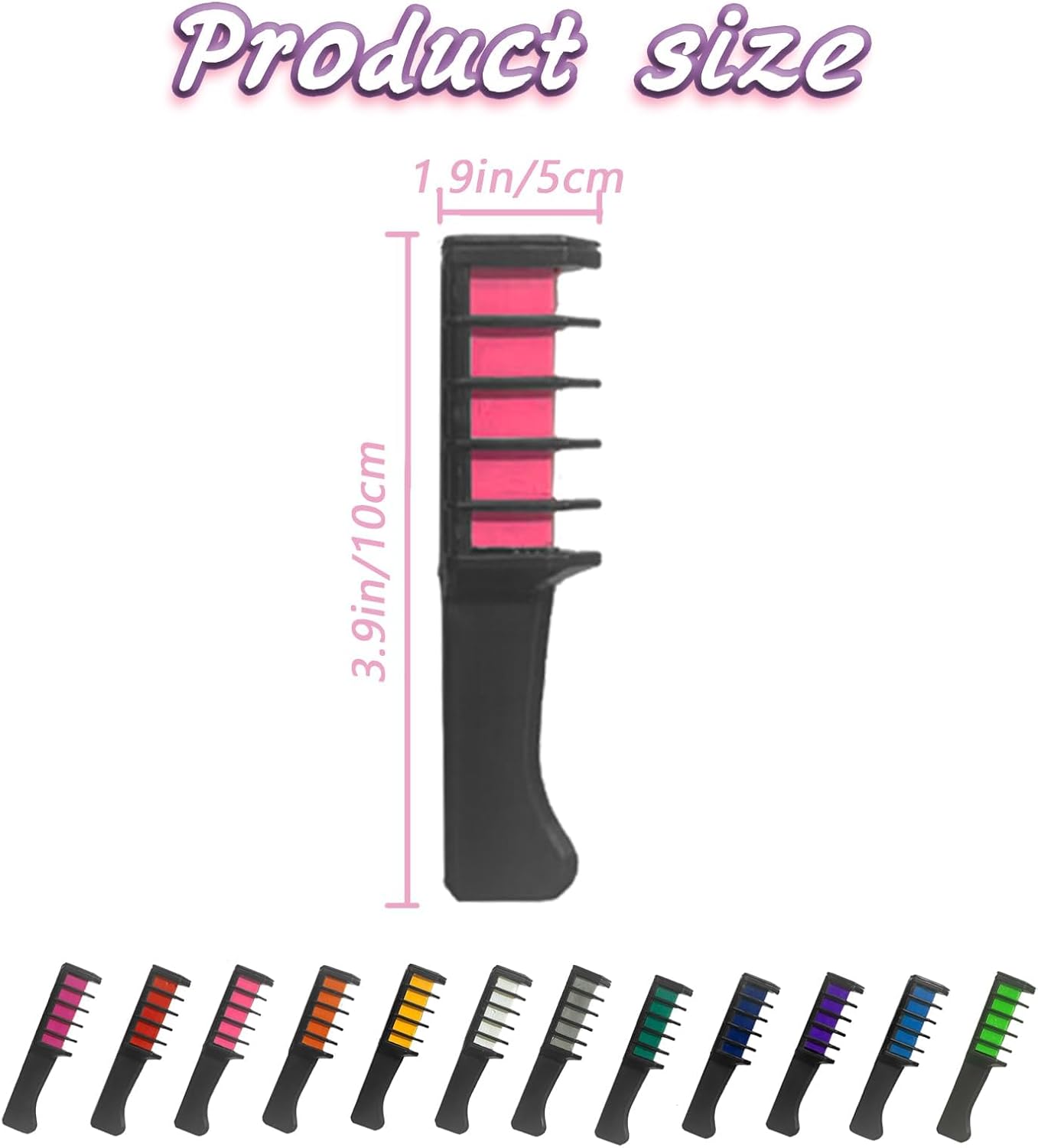 Hair Chalk Comb for Girls and Kids, 12 Colour Washable Temporary Hair Dye, Hair Colour Spray Makeup Kit, Easy to Use, Christmas Halloween Gifts for Girls