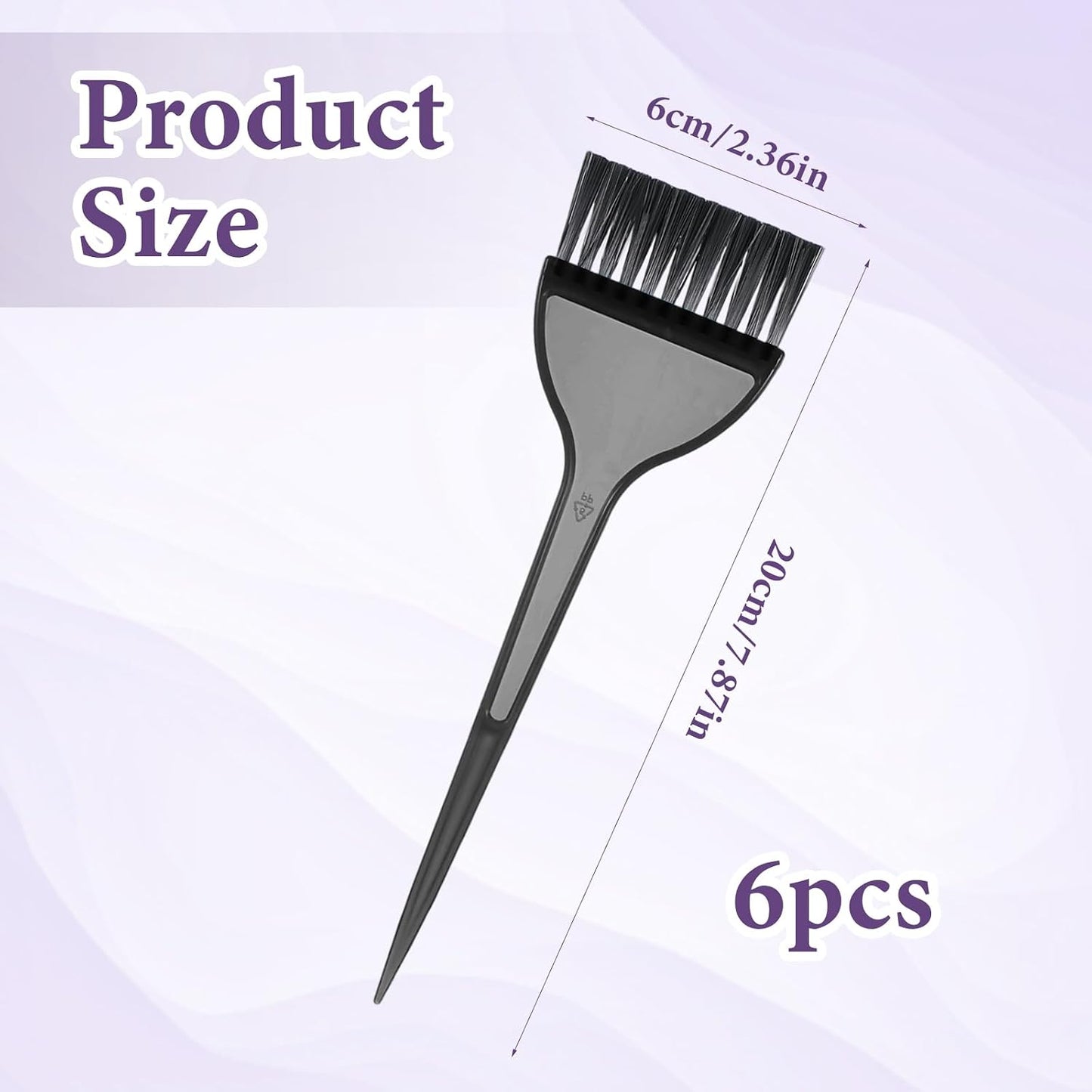 6 PCS Hair Dye Brush, Hair Colour Brush, Professional Hair-Coloring Tools with Tapered Handle for Salon, Home DIY, Root Touch,Highlights, 5 Colors