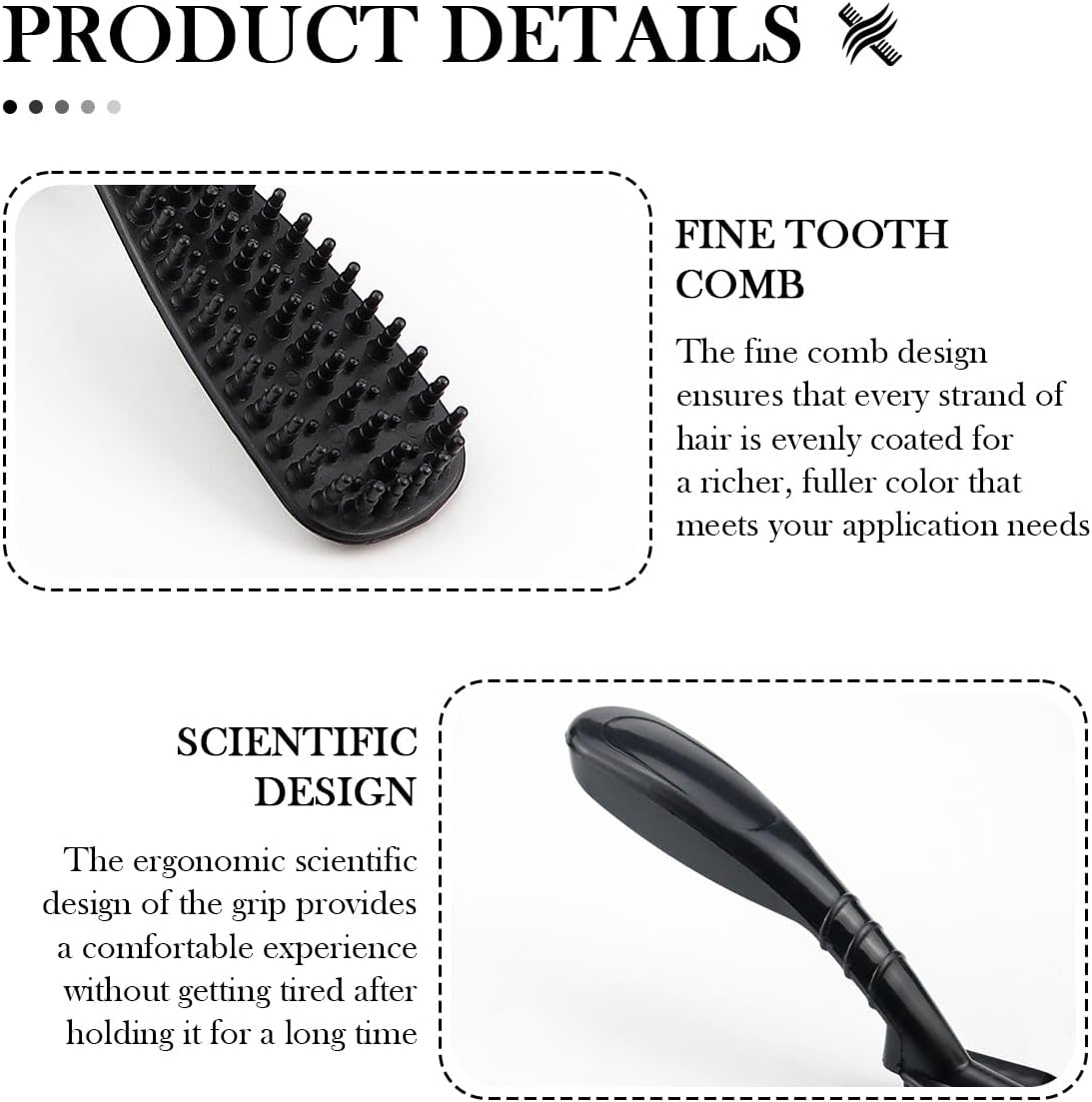 FERCAISH Professional Hair Dye Brushes, 6 Pack, Black, Plastic, Women's Hair Comb, Salon & Home Use, Balayage, Travel-Friendly