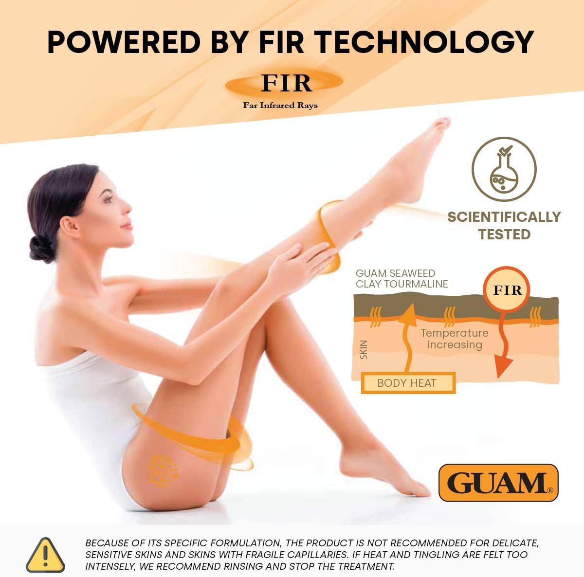 GUAM FIR Seaweed Mud Anti Cellulite Treatment + Tourmaline Cellulite Cream Gel Set, Body Leg & Tummy Tightening Duo, 1kg Hot Body Wrap & 250ml Slimming Mud Gel, Skin Firming and Smoothing Care