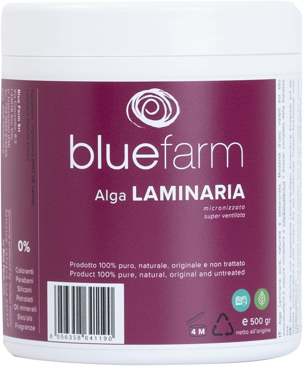 BLUE FARM | Laminaria seaweed in powder 2000 gr micronized and super ventilated. 100% pure, natural, original and untreated product.