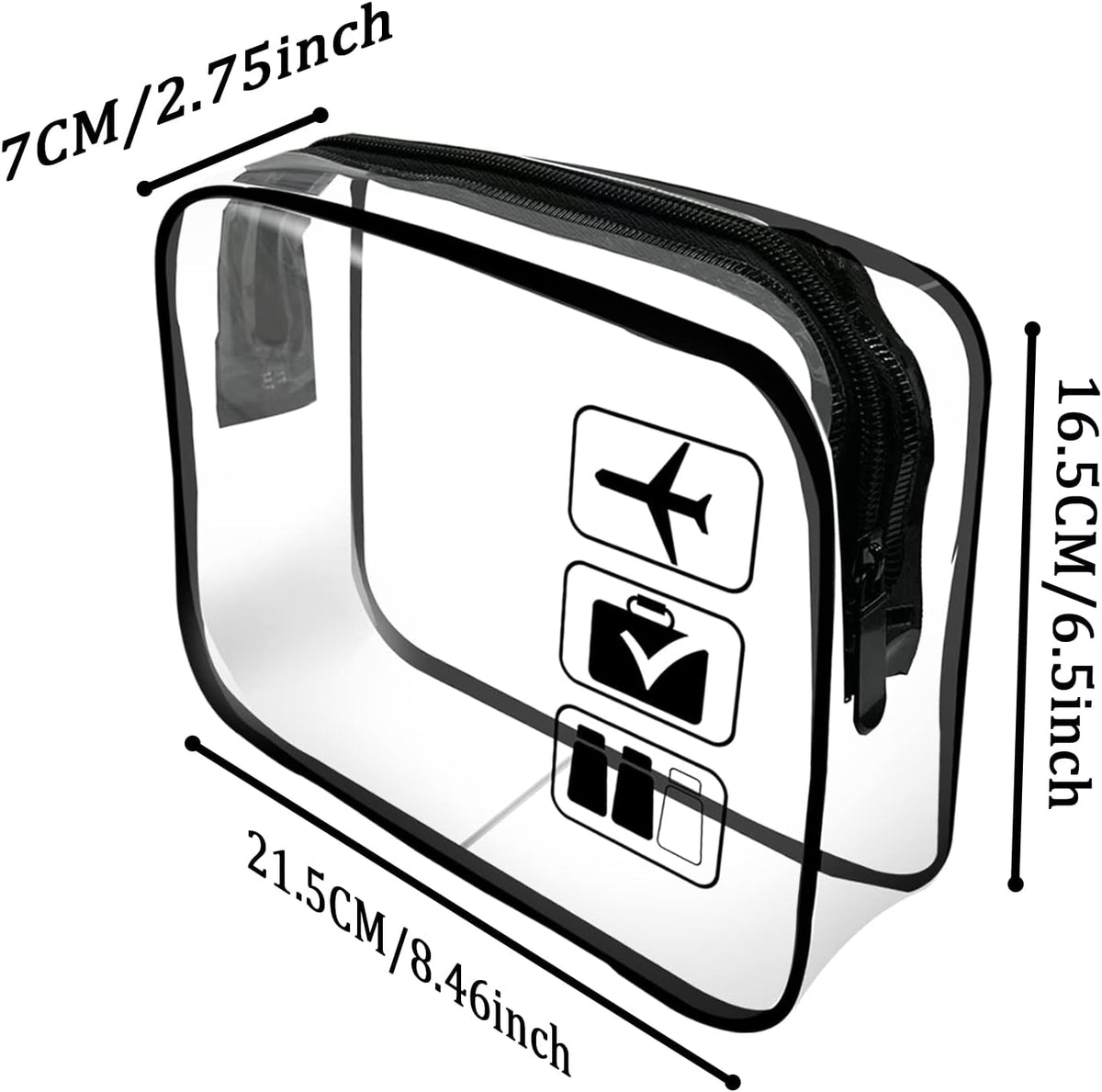 Clear Travel Toiletries Bag, 2 Pcs TSA Approved Toiletry Bag with Zippers Travel Accessories Portable Waterproof Cosmetic Clear Makeup Bag for Women and Men (Black)