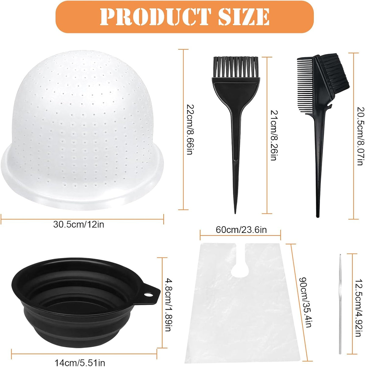 12 Pcs Highlighting Cap Kit Pre Drilled Hair Highlighting Kit | Reusable Silicone Cap Kit with Brush and Needle, Holes Opened Highlighting Frosting Cap for Women Girls