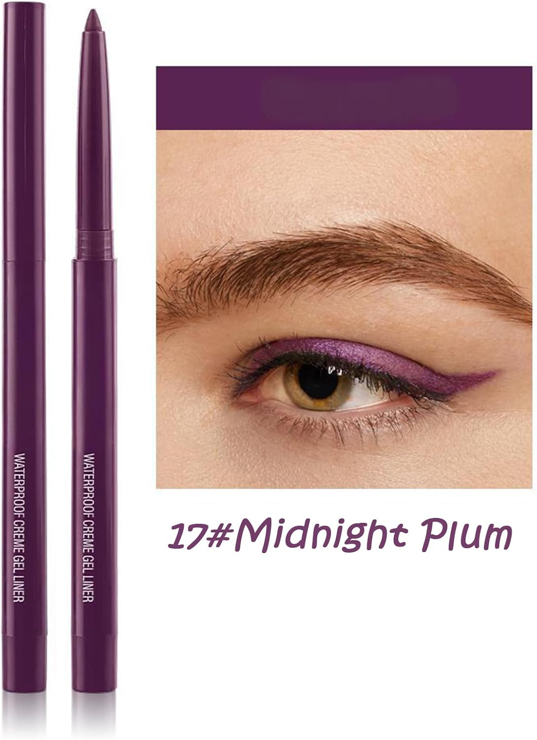 Waterproof Long-Lasting Smudge-Proof Gel Eyeliner Pen with Fine Tip for Precise Lines, All Day Wear Eye Liner Pencil for Mature Women Makeup (17#Midnight Plum)