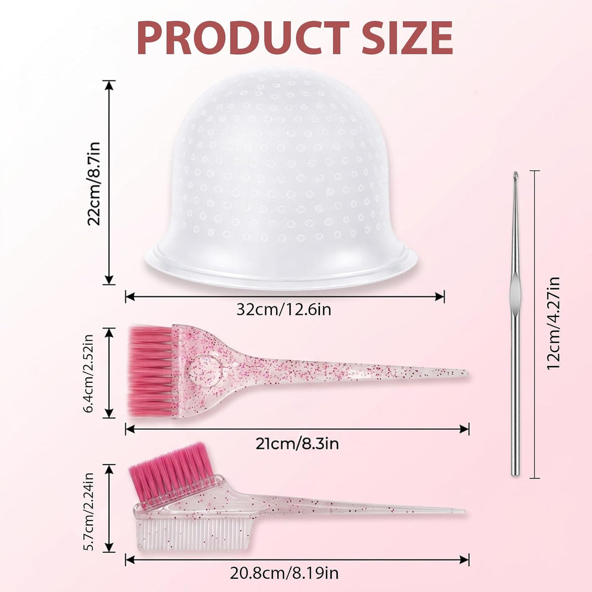 Hair Highlighting Kit with Highlighting Caps and Tools, 4PCS Professional Hair Streaking and Set for DIY Color, Salon Style Hair Highlights, Temporary or Semi Permanent Use