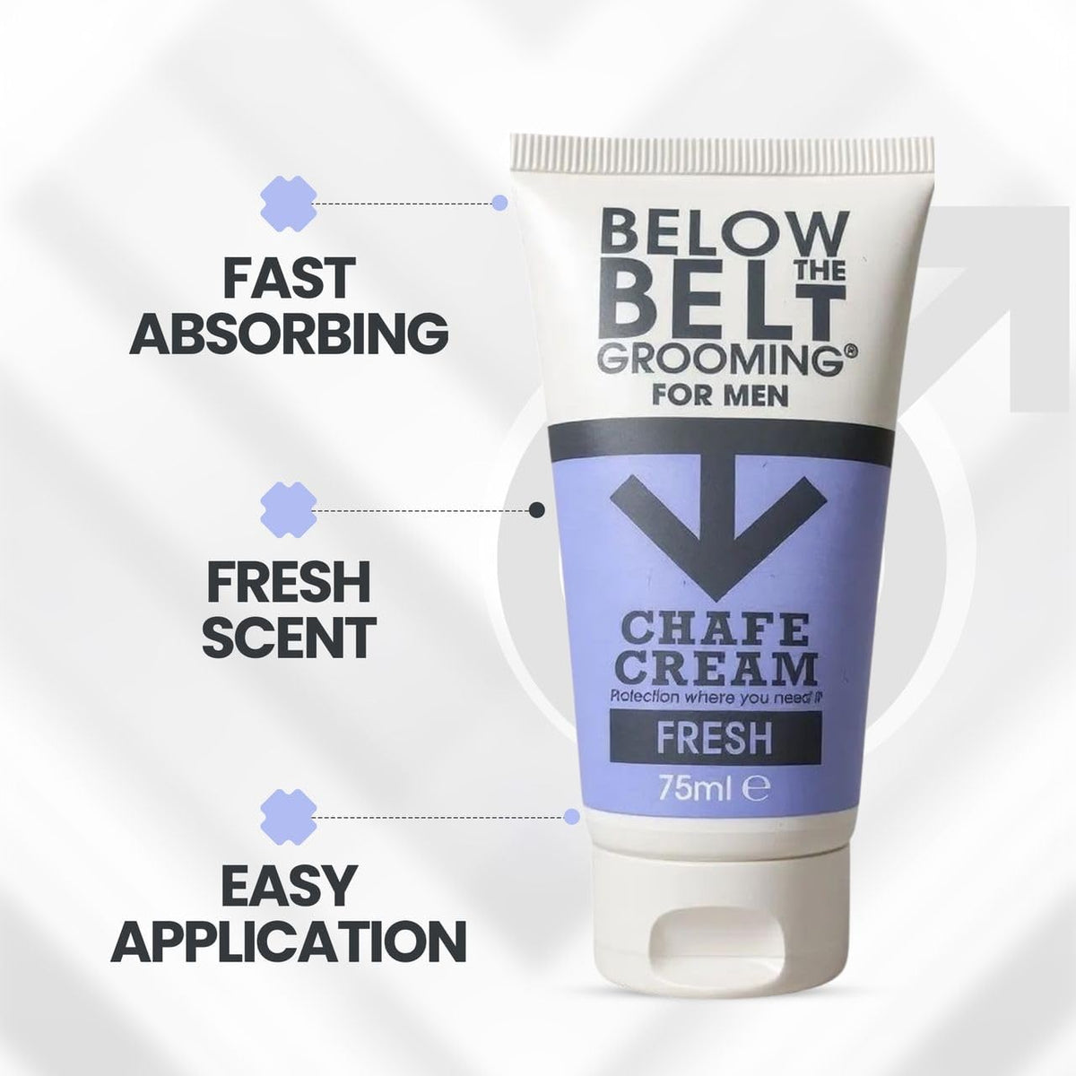 Below The Belt Men’s Anti Chafe Cream for Thighs & Groin Fresh Scent 75ml | Men’s anti chafe cream for thighs & groin, Long lasting protection against sweat, odour and friction. Daily comfort formula.