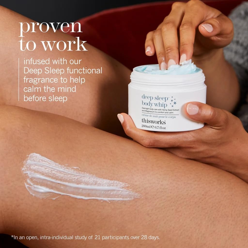 This Works Deep Sleep Body Whip, 200 ml - All Over Body Butter Infused with Deep Sleep Functional Fragrance and Magnesium - Soothing Body Moisturiser to Nourish Skin