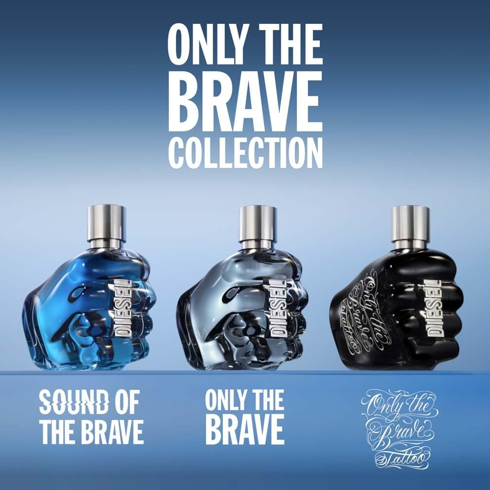 Diesel Only The Brave Eau de Toilette, Iconic Citrus Woody Men's Aftershave with Fresh Lemon, Energising Mandarin, Bold Leather and Cedar Wood, Masculine Fragrance for Leaders