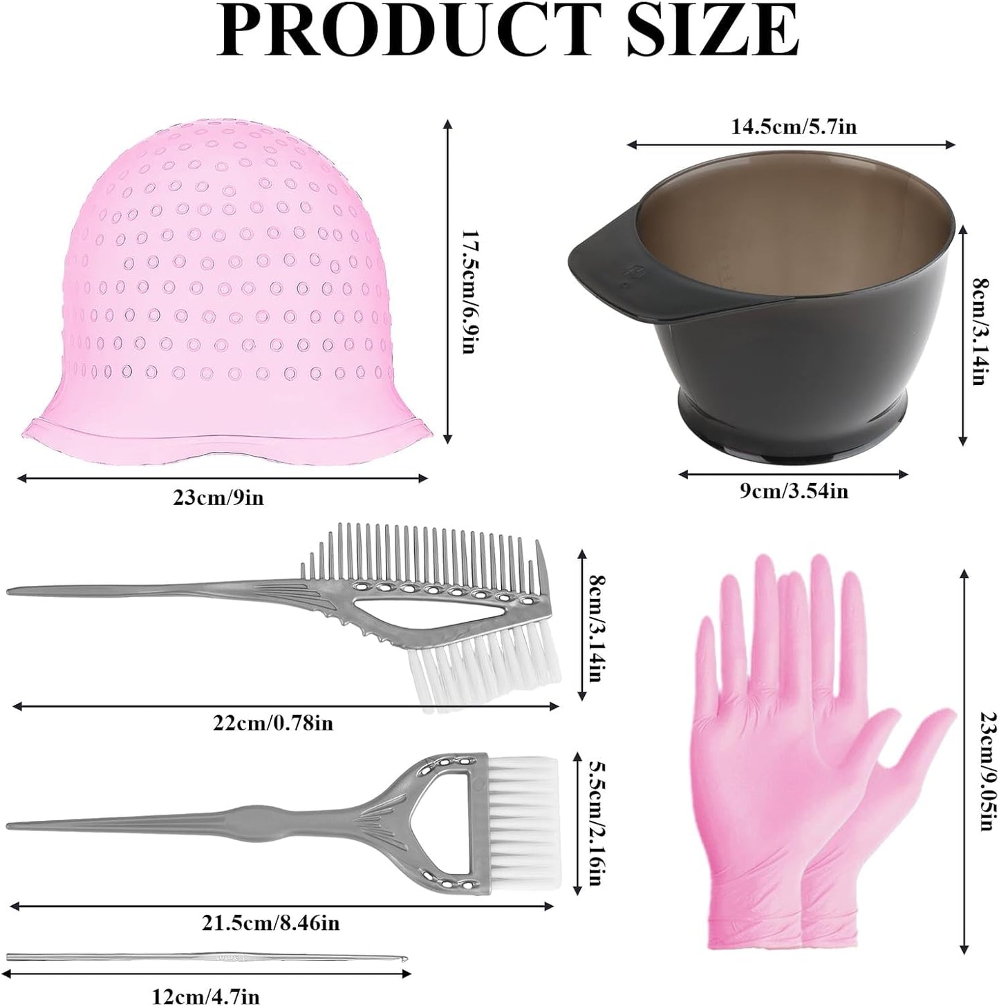Hair Highlight Cap Kit with Reusable Accessories, Silicone Highlighting Cap with Upgraded Mixing Bowl, Brush and Reusable Gloves, Easy-to-Use Hair Dye Cap for DIY Highlights at Home or Salon