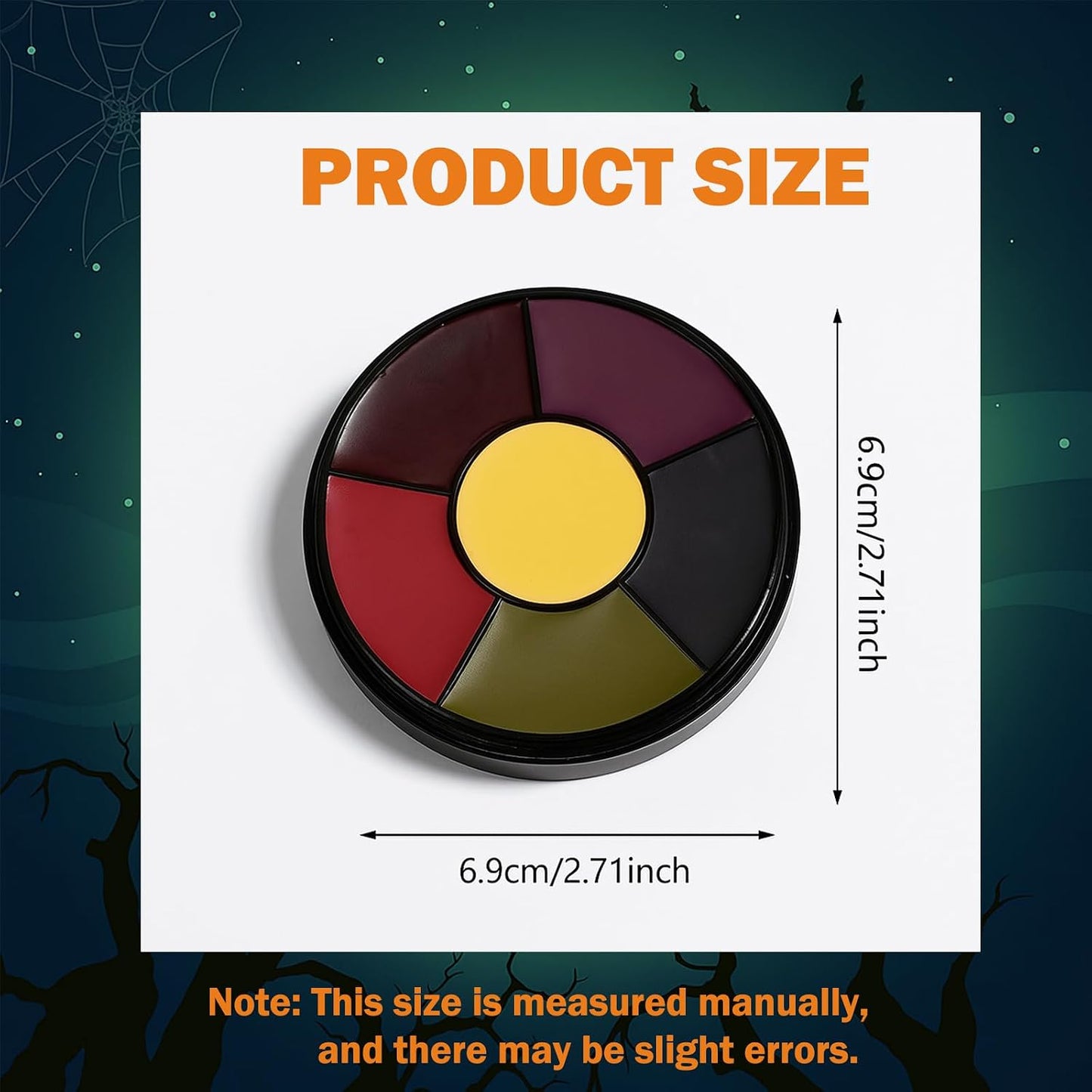 6 Color SFX Bruise Wheel – Professional Halloween Face Paint Kit, Non-Toxic Oil-Based Makeup with Fake Blood, Zombie & Injury Special Effects Palette for Cosplay & Festivals