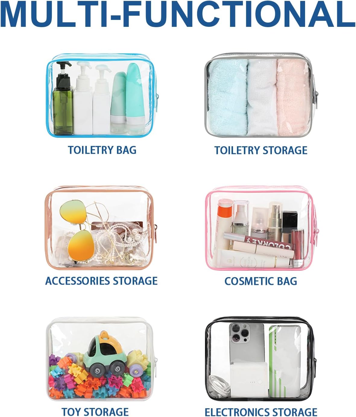 Toiletry Bag Women & Men | Clear Toiletry Bag |Toiletry Bag Set with 8 Bottles(max.3.4oz/100ml) 1 Flight Security Liquid Bag| Approved by EU & UK Luggage Rules