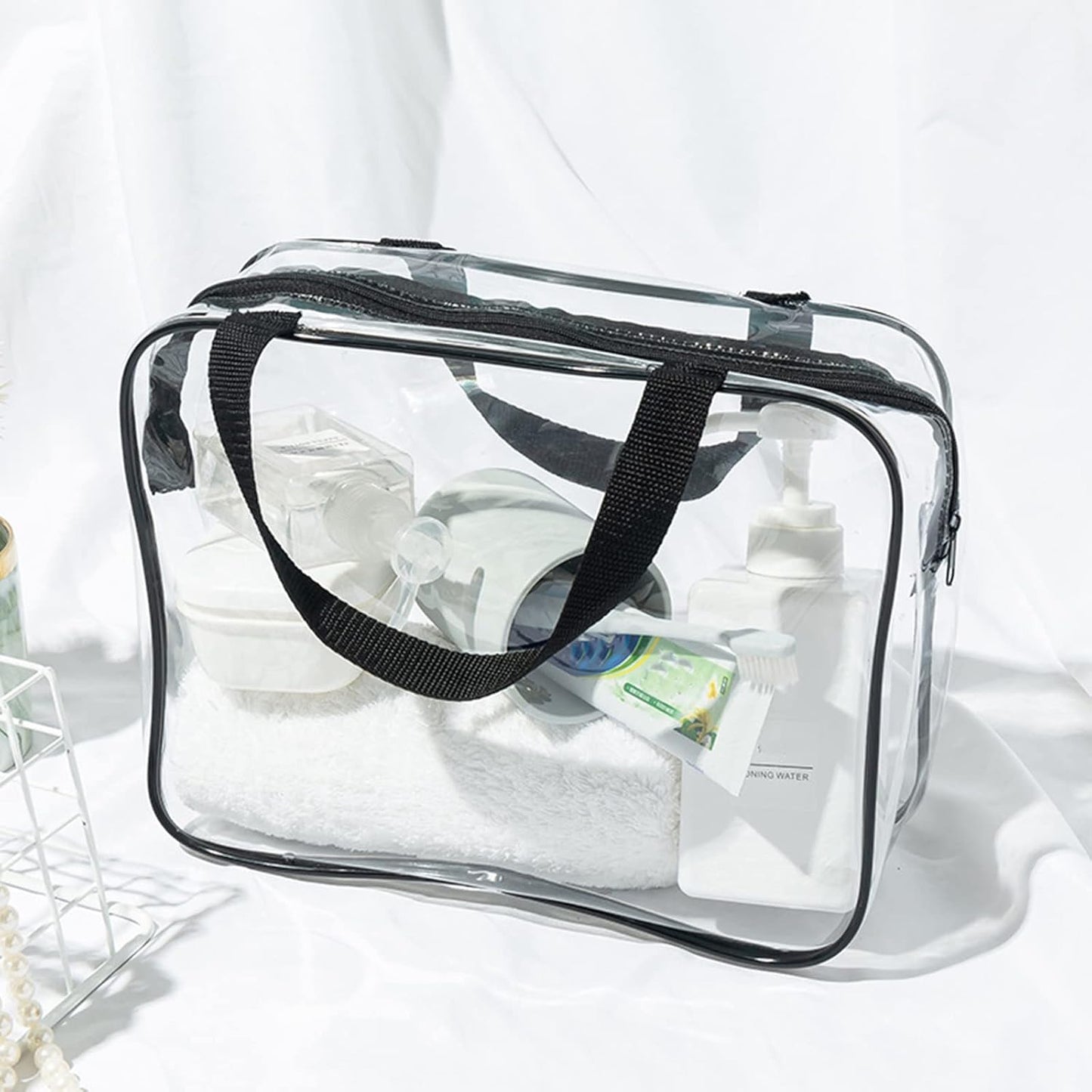 Clear Toiletry Bags, 2 Pcs Large Storage Makeup Bags Waterproof Transparent Cosmetic Gags for Travel