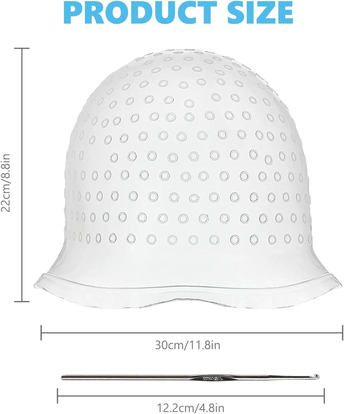 Punched Hole Silicone Highlight Hair Cap with Needle, Hair Highlighting Cap and Hook Kit, Reusable Coloring Hat with Hook for Professional Salon Silicone Hairdressing Tools