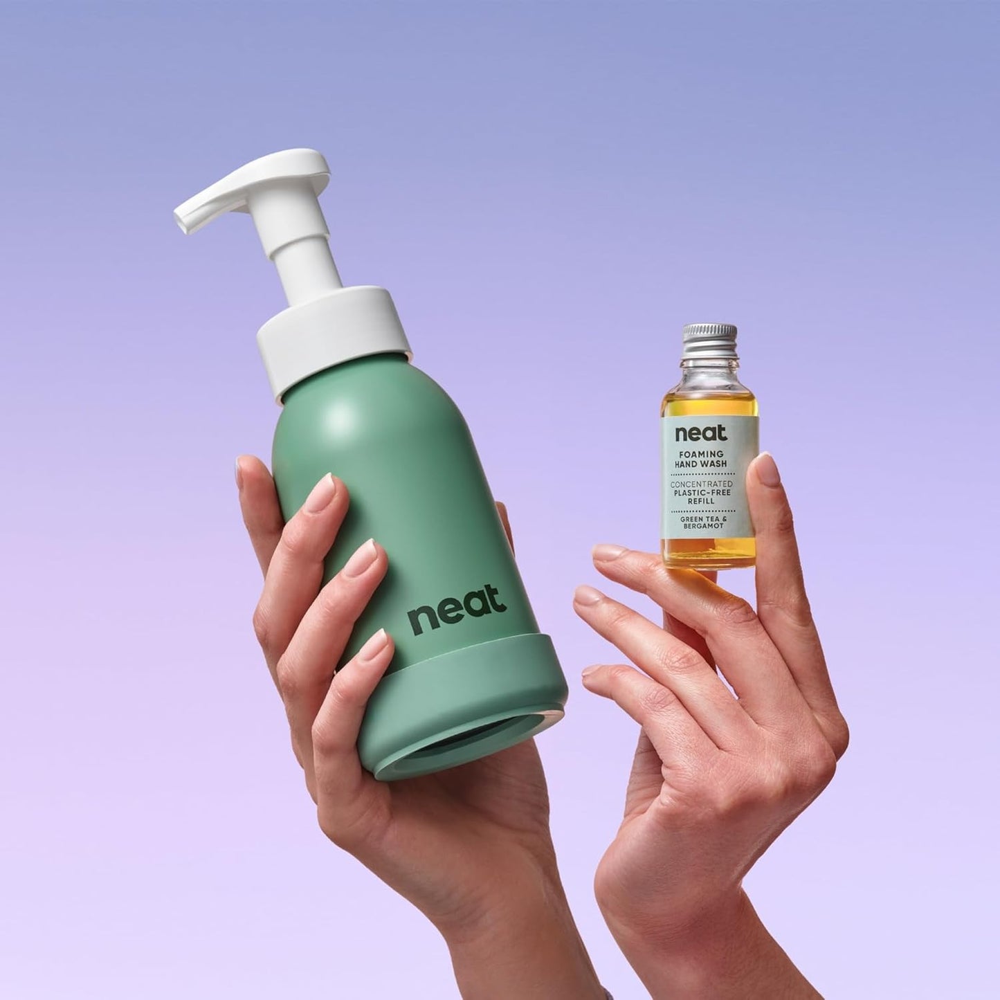 Neat Foaming Hand Wash Refills 6x30ml (2x Green Tea & Bergamot, 2x Mango & Fig, 1x Sweet Rose Water, 1x Cotton & Bluebell) - Dermatologically Approved Hand Soap - Suitable for Sensitive Skin