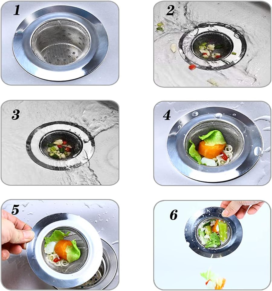 2 Pcs Kitchen Sink Strainer, Stainless Steel Sink Drain Strainer, 7.5 cm Drain Filter Strainer, Bathroom Sink Stopper, Hair Catcher, for Kitchen Sink, Bathroom, Bathtub, Wash Basin