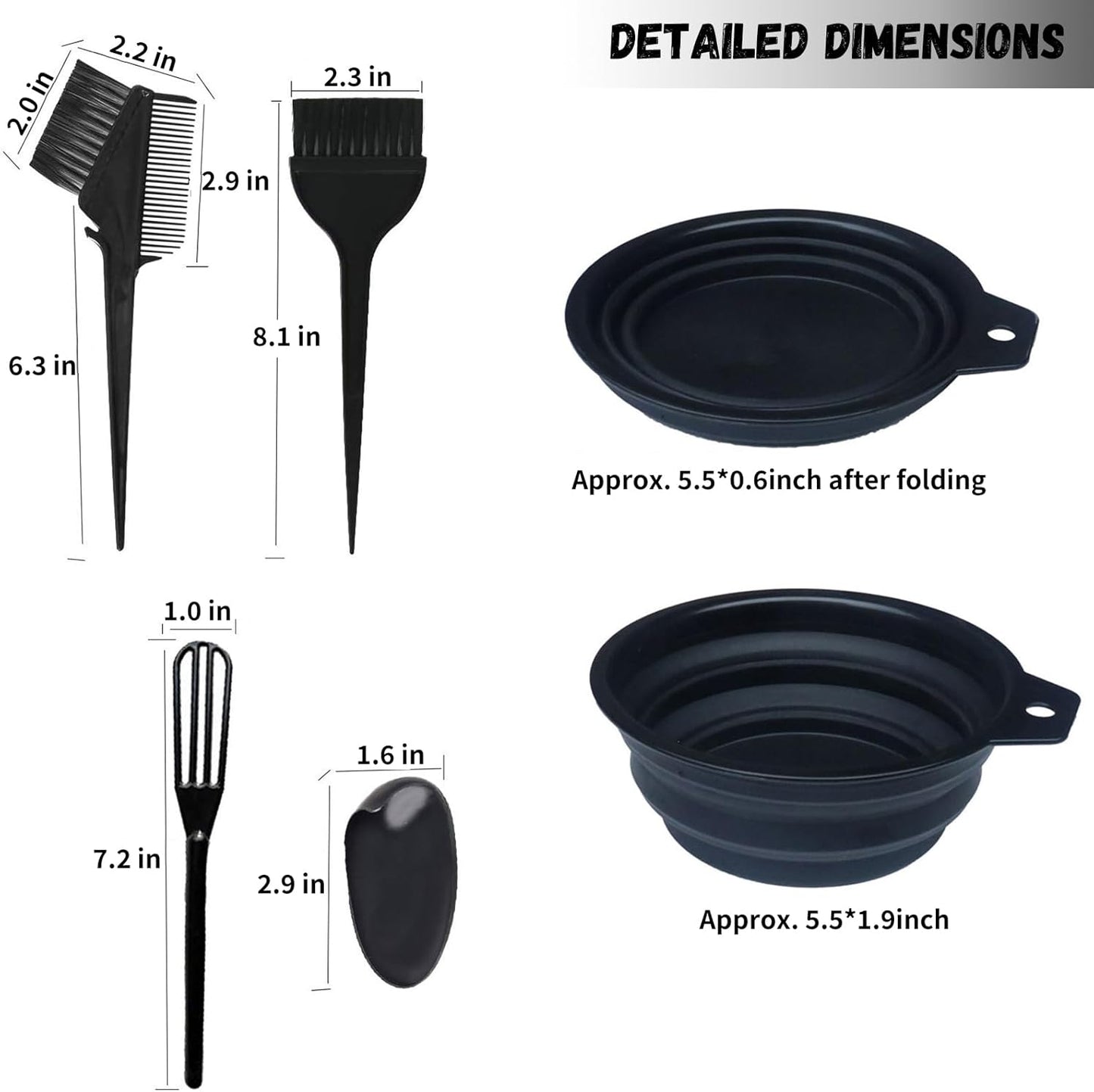 THINTON 6 Pcs Hair Coloring Tools, Hair Dye Bowl and Brush Kit, DIY Beauty Salon Bleaching Tools Kit, Mixing Bowl, Ear Cover, Dye Mixer, Dye Comb