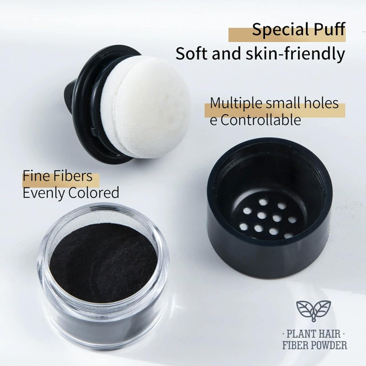 Black Hair Building Fibers - Loss Concealing Powder Spray for Thinning - Solution for Women and Men, 5.2g