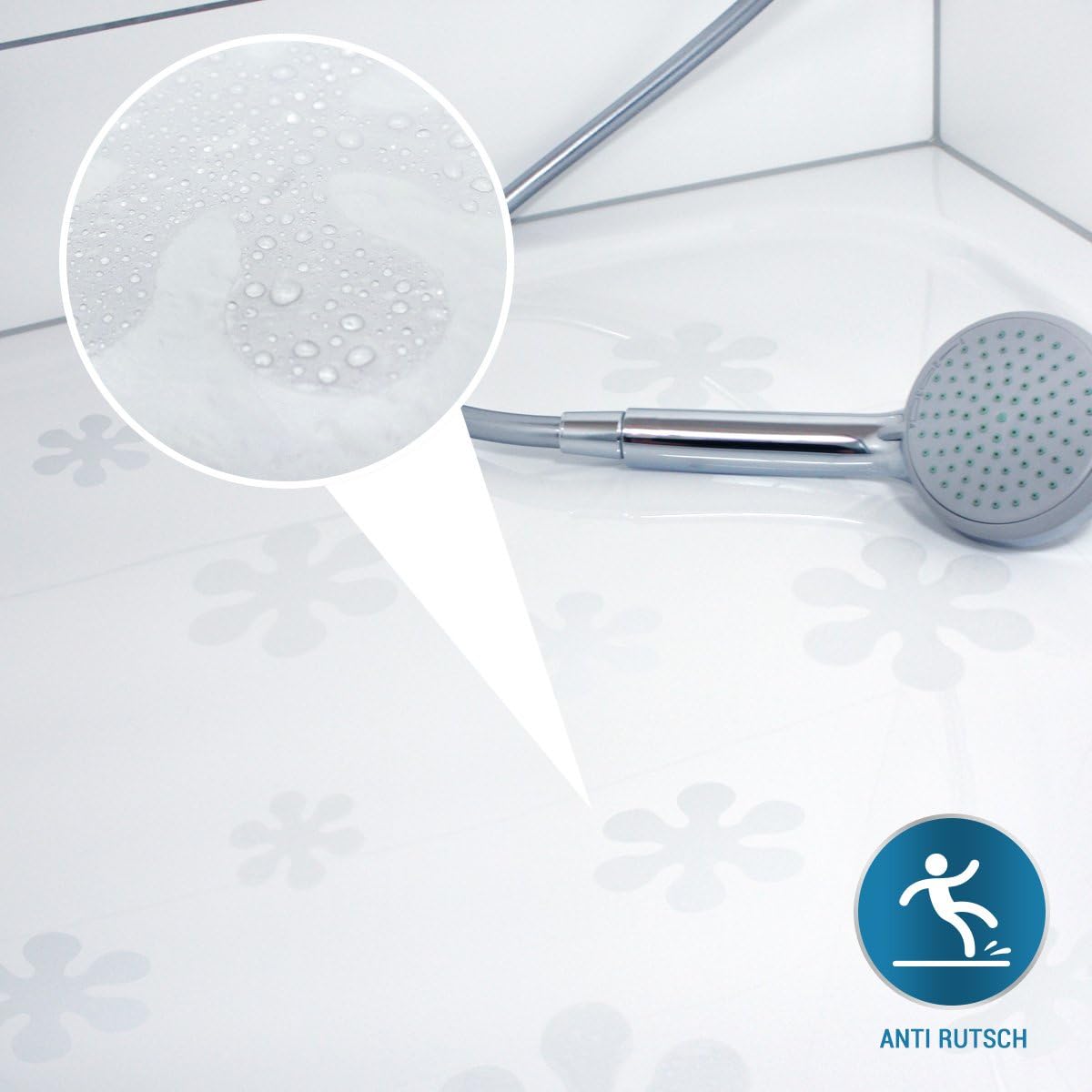 SB16B Anti-Slip Sticker 12 Flowers of 10 cm and 4 Flowers of 5 cm Diameter for Safety in Bath and Shower
