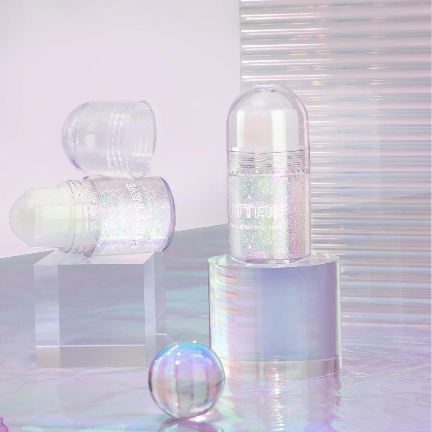 Noerrors Roll-on Holographic Body Glitter Gel for Body Face Hair, Sparkle Chameleon Color Changing Chunky Mermaid Sequins Body Glitter Gel Festival Party Body Shimmer Glitter Makeup # Sparkling Pink