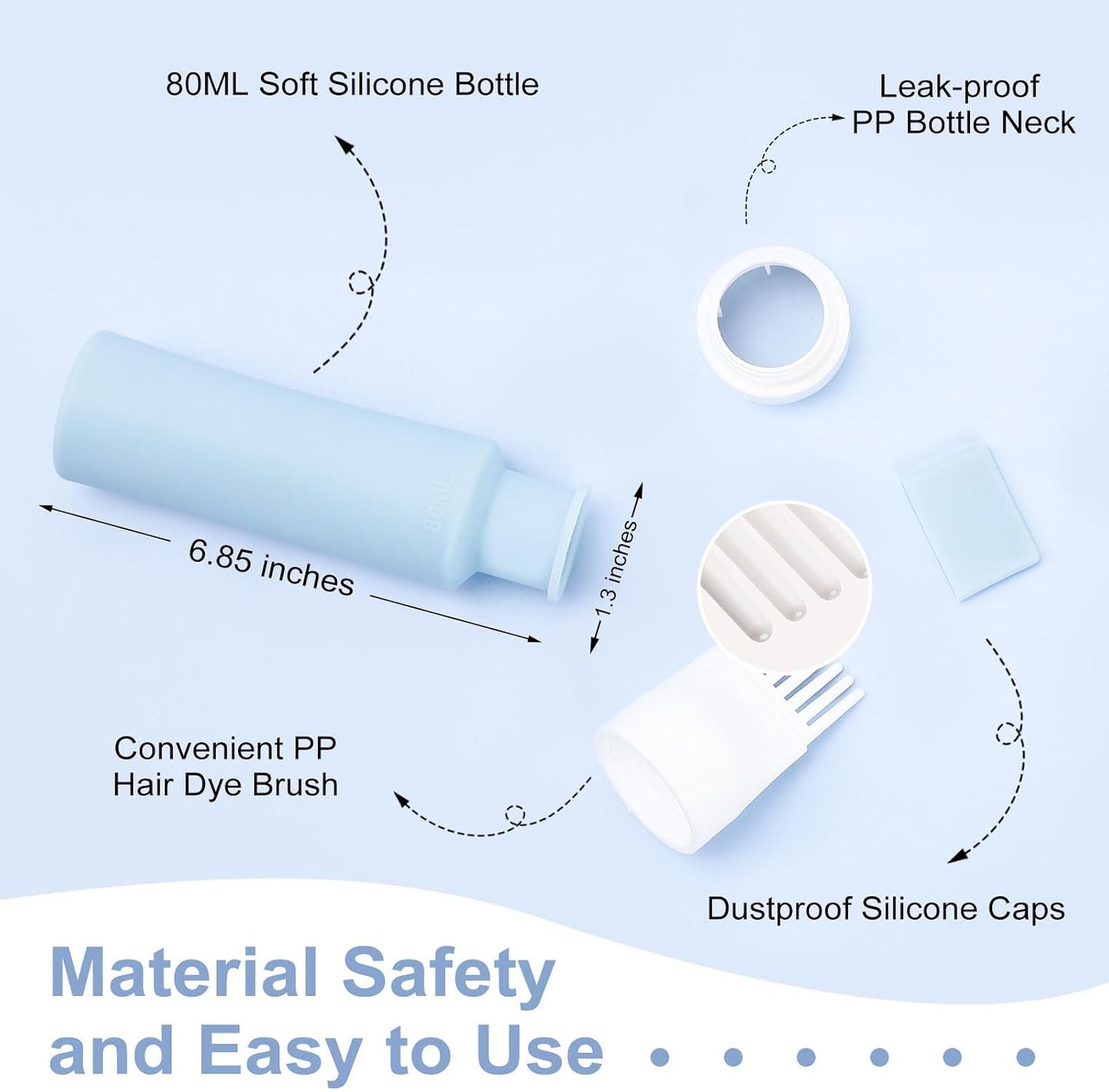 Lapfoon 2 Packs Silicone Hair Oil Applicator, 2.7 Ounce Root Comb Applicator Bottle for Hair Dye, Hair Dye Comb Brush, Scalp Oil Applicator Bottle
