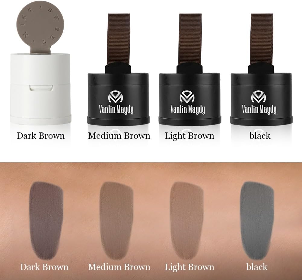 Instantly Hairline Powder - Hair Root Touch Up Concealer, Windproof & Sweatproof With Mirror and Puff (Natural Black)