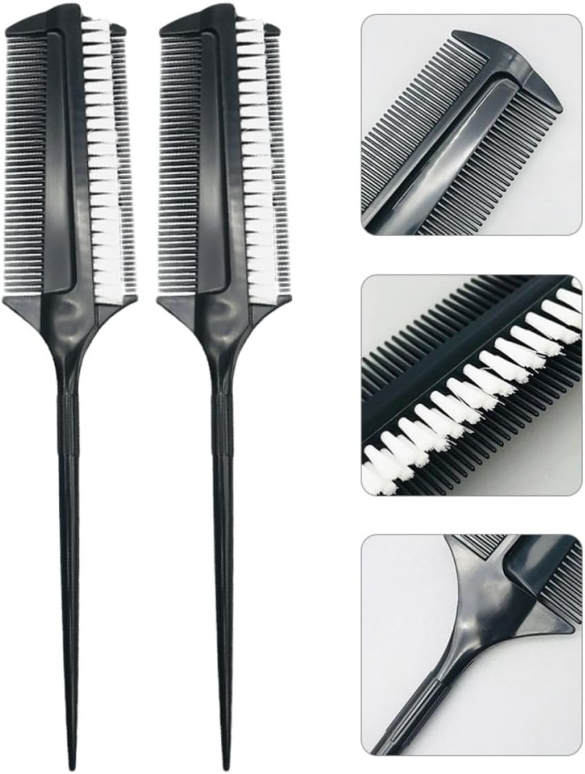 Hair Dye Applicator Brush Double Sided 2pcs Plastic Portable Hair Coloring Comb for Barber and Treatment