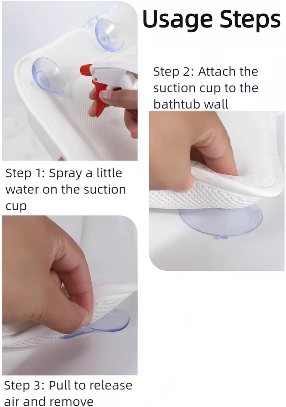 Full Body Bath Pillow Mat & Non-slip Cushion, Bathtub Pillow with 5D Air Mesh and 16 Powerful Suction Cups, Ergonomic Design Support Head and Neck Back for Home Hot Tub Relaxing Spa Fits All Bathtub