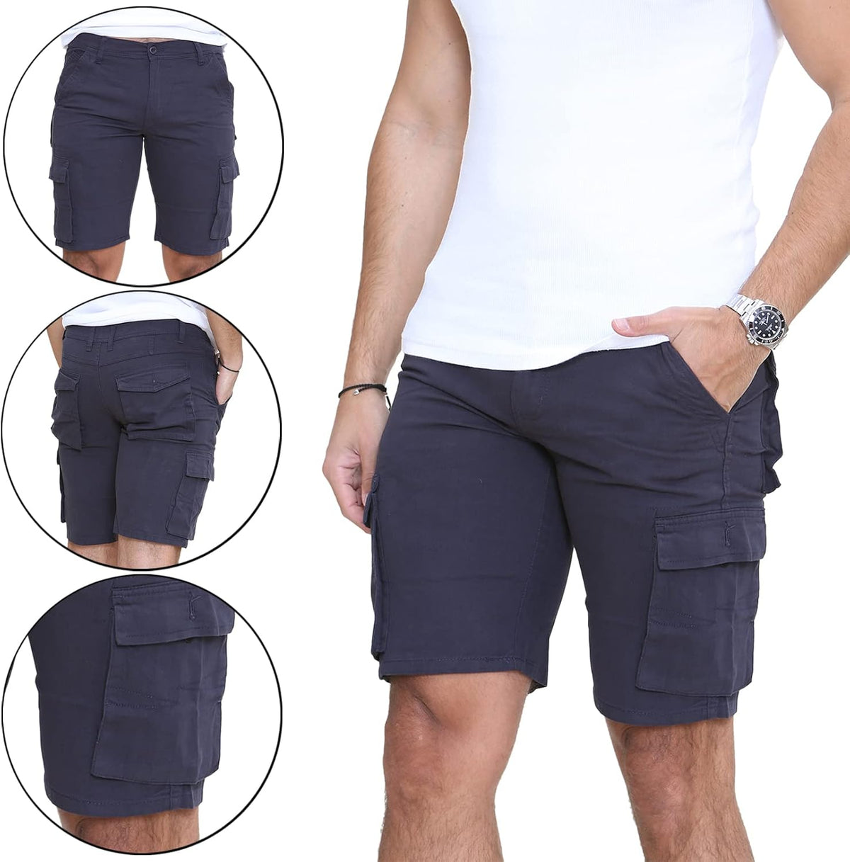 WJL Whispering Jones London Mens Smart Cotton Summer Chino Shorts