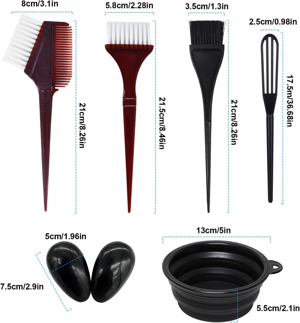 22Pcs Hair Colouring Kit, Hair Dye Bowl and Brush Set for DIY Hair Dyeing & Bleaching- Includes Dye Bowl, Brush, Earmuffs, Mixing Spoon, Gloves, Shawl & Shower Cap