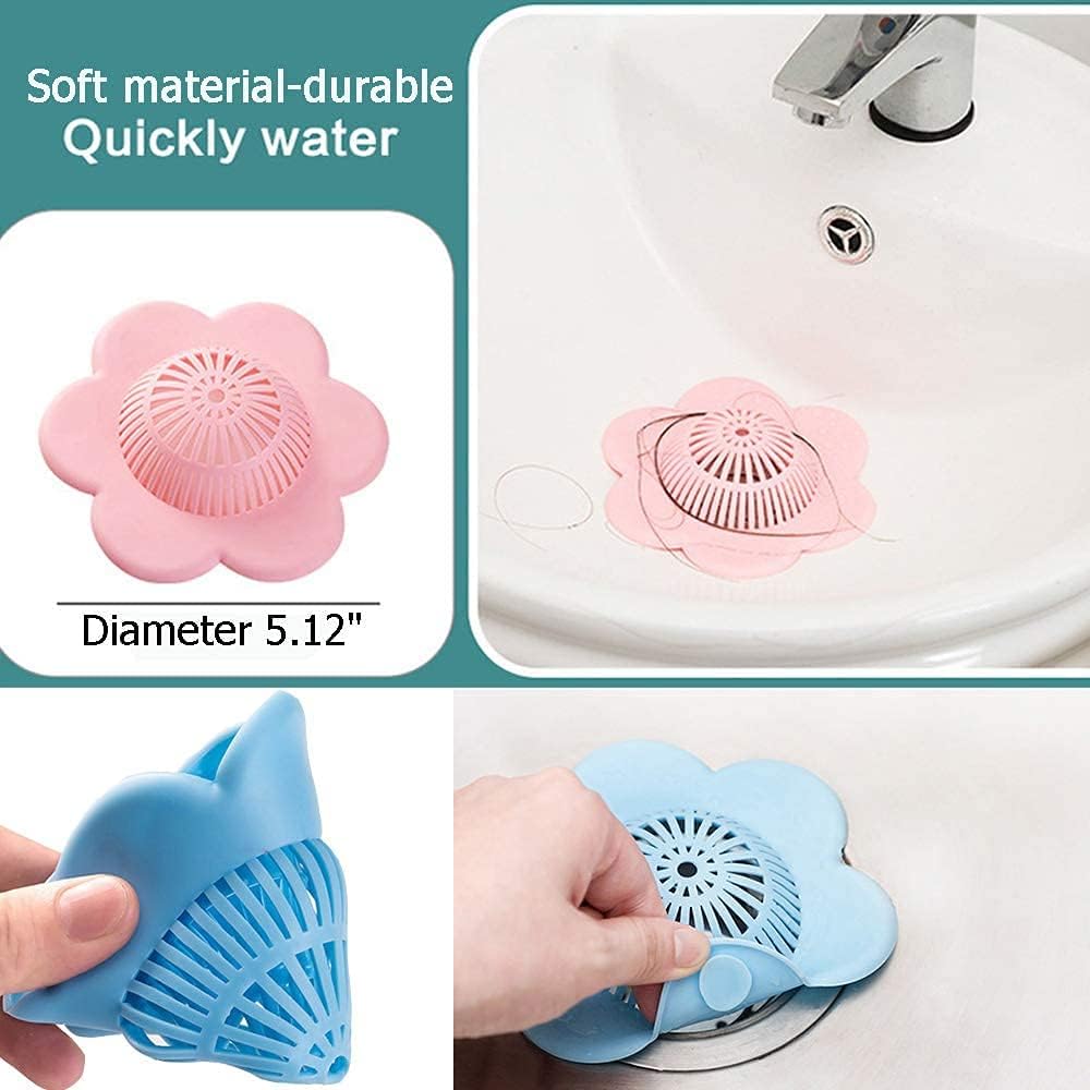 Hair Catcher Silicone Hair Stopper Shower Drain Covers, Bathtub and Shower Drain Protectors with Suction Cups Suit for Bathroom Bathtub and Kitchen 4 Pack